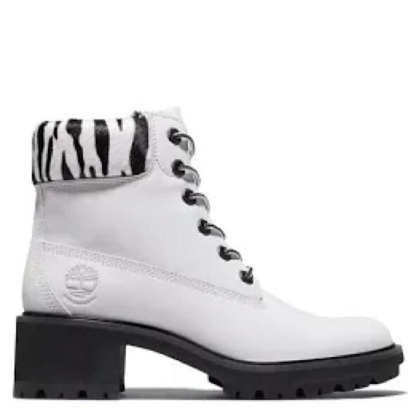 Timberland NWOT Kinsley Safari 6 in. Zebra Print Heeled Boots in Black/White. - Picture 1 of 10